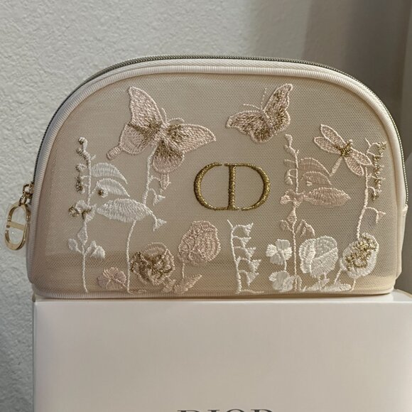 Dior 2025 Butterfly Embroidery Zipper Pouch cosmetic bag - Picture 2 of 5